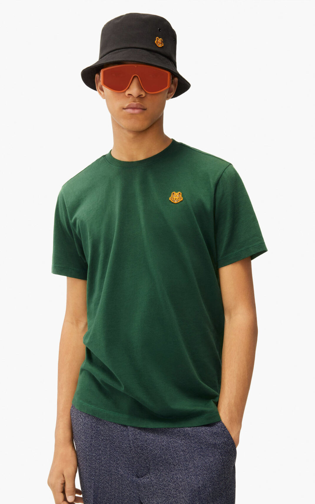 T Shirt Kenzo Tiger Crest Homme Vert Foncé | NMLA-32174